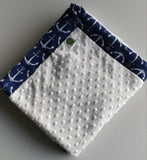 Anchor Print Cotton Gauze and Minky Baby Blanket