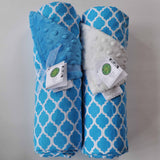 Aqua Blue Quatrefoil Baby Blanket