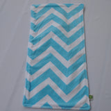 Chevron Minky Burp Cloth Turquoise backed with Birdseye cotton 2 pack