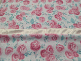 Floral Minky Baby Blanket with Ivory Satin Trim (Custom)