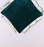 Signature Minky Lovie Mallard Blue and Silver/ Security Blanket with Silver Gray Satin Trim