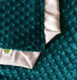 Signature Minky Lovie Mallard Blue and Silver/ Security Blanket with Silver Gray Satin Trim