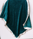 Mallard Blue Baby Blanket With Silver Satin Trim