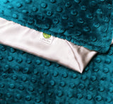Corner Detail on Minky Blanket with Satin Trim