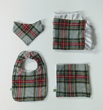 Gift Set For Aunt Pam Plaid Baby Blanket with coordinating accessories