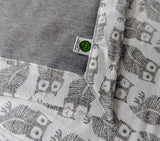 Gray Owl Baby Blanket with Mietered Corners