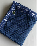 Anchor Print Cotton Gauze and Minky Baby Blanket