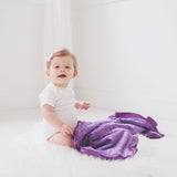 Paisley Minky Baby Blanket Purple with Satin Trim