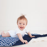 Moroccan Quatrefoil Baby Blanket Lime Green Mitered Corners
