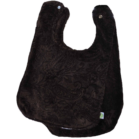 Paisley Minky Baby Bib w/ Cotton Back Brown 2 Pack