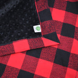 Buffalo Plaid Baby Blanket with Gray or Black Minky