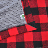 Buffalo Plaid Baby Blanket with Gray or Black Minky