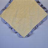 Signature Minky Lovie/ Security Blanket with satin Trim, Pastel Yellow and Silver