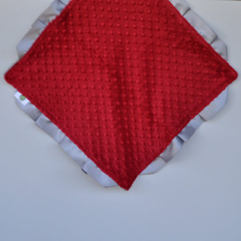 Signature Minky Lovie/ Security Blanket with satin trim, Crimson and Gray