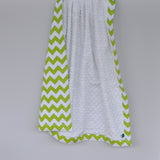 Bright Green Chevron Baby Blanket with Gray Minky