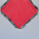 Signature Minky Lovie/ Security Blanket with satin Trim, Watermelon Pink and Gray