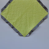 Signature Minky Lovie/ Security Blanket with Satin Trim, Apple Green and Charcoal