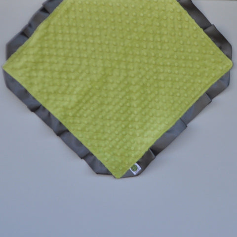 Signature Minky Lovie/ Security Blanket with Satin Trim, Apple Green and Charcoal
