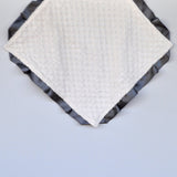 Signature Minky Lovie/ Security Blanket with Satin Trim, Cream and Charcoal