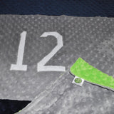 Navy Blue and Lime Green,  #12, Football Baby Blanket