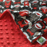 Sock Monkey Blanket with Red Back