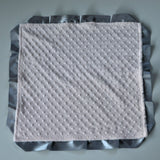 Signature Minky Lovie/ Security Blanket with satin Trim, Pastel Pink and Silver