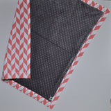 Offset Chevron Baby Blanket with gray minky