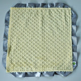 Signature Minky Lovie/ Security Blanket with satin Trim, Pastel Yellow and Silver