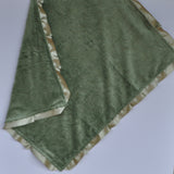 Paisley Minky Baby Blanket Green with Satin Trim