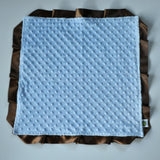 Signature Minky Lovie/ Security Blanket with Satin Trim, Lt. Blue and Brown