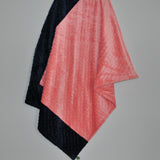 Coral and navy baby blanket
