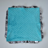 Signature Minky Lovie/ Security Blanket with Satin Trim, Teal and Charcoal