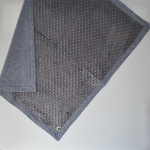 Charcoal Gray Minky and Denim Baby Blanket