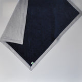 Gray Linen and Navy Minky Baby Blanket