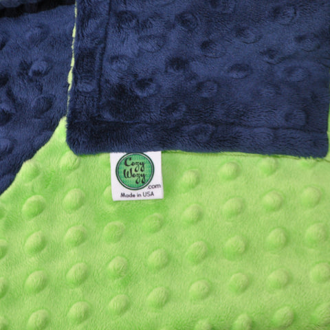 Navy Blue and Lime Green Minky Blanket
