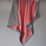 Gray Linen and Coral Minky Baby Blanket