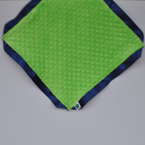 Navy and Lime Minky Security Blanket