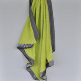 Apple Green Minky Baby Blanket with Charcoal Gray Satin Trim