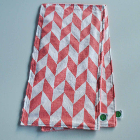 Coral Chevron Burp Cloth Set