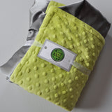 Apple Green Minky Baby Blanket with Charcoal Gray Satin Trim