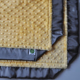 Yellow Sunshine Minky Baby Blanket with Charcoal Gray Satin