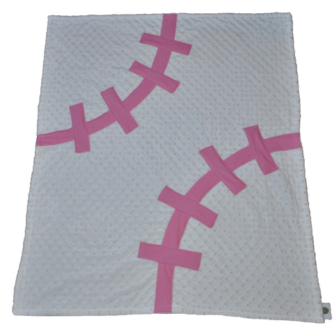 Pink Baseball Baby Blanket