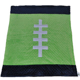Sports Color Football Baby Blanket Lime and Navy Blue