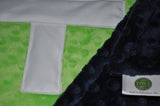 Sports Color Football Baby Blanket Lime and Navy Blue