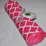Pink quatrefoil lattice burp cloth set