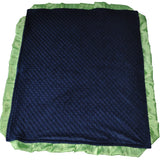 Navy Blue Minky Blanket with Lime Green Satin Trim