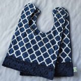 Navy Blue Quatrefoil Baby Bib