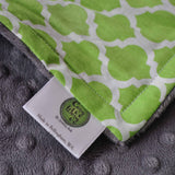 Lime Quatrefoil with Gray Minky