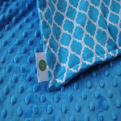 Blue Moroccan Lattice Baby Blanket with Blue backing