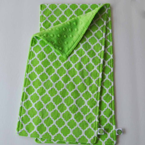 Lime Green Quatrefoil Burp Cloth Set